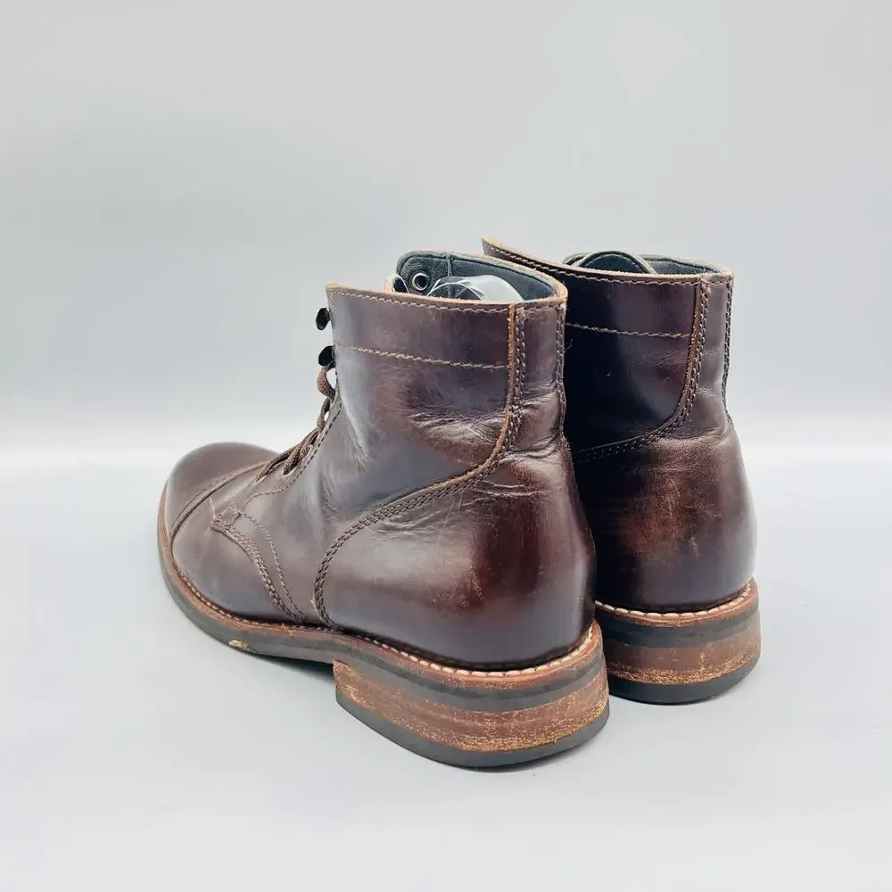 Thursday Boot Co Boots Mens 9 Brown Leather Combat Cap Toe Ankle Lace Up Shoes